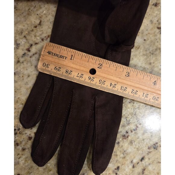 Vintage Womens Size S 6.5 Brown Thin Suede Leather 10.5" Long Gloves Formal - Picture 14 of 15